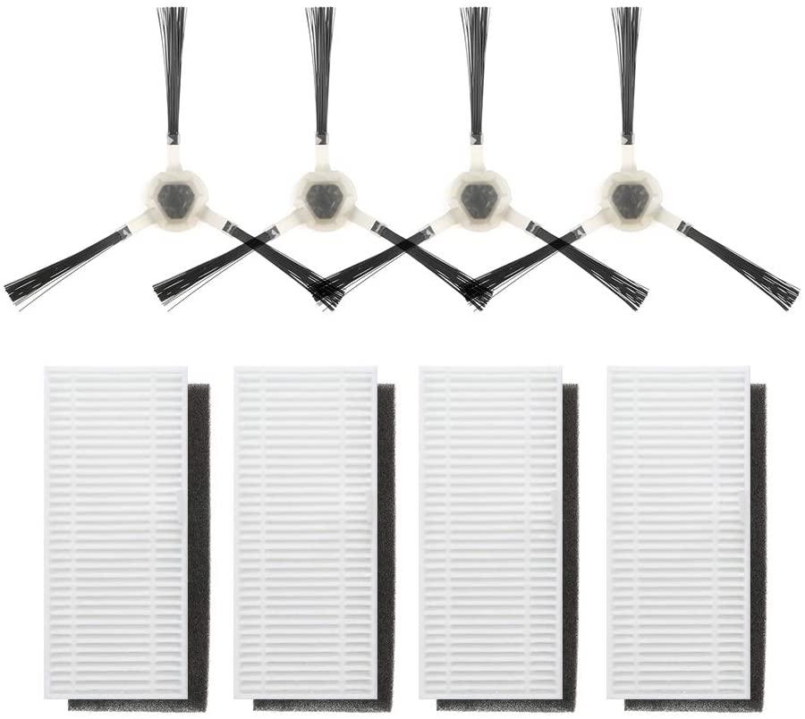 Lefant Replacement Kit - 4 Side Brushes & 4 HEPA Filters for Gyroscope Robots